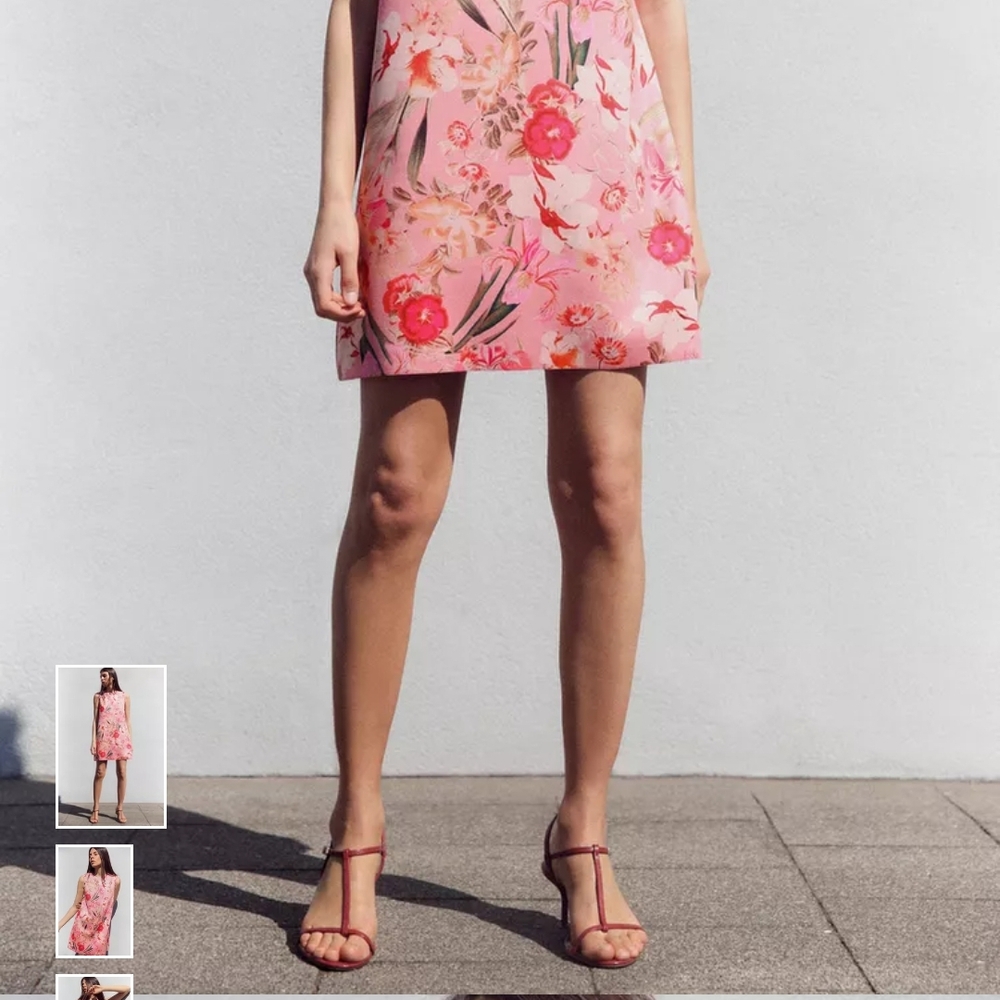 Zara Pink Floral Mini Dress - Picture 4 of 7